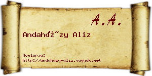 Andaházy Aliz névjegykártya